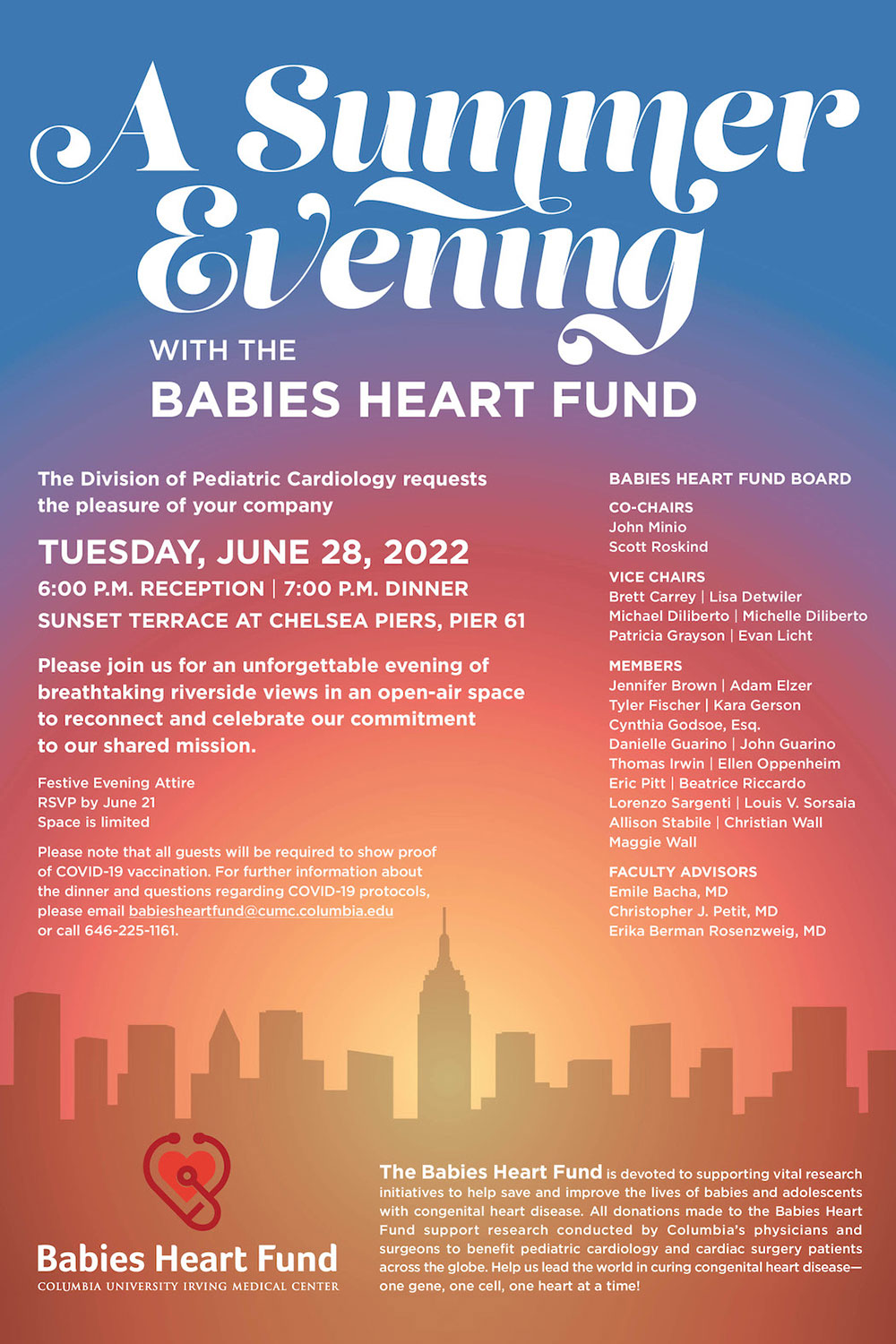 CLIENT:Columbia University Medical Center

DATE:June 2022

PROJECT:Invitation for Babies Heart Fund reception